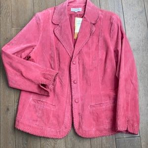 Pink 1X Coldwater Creek Whipstitched Suede Jacket